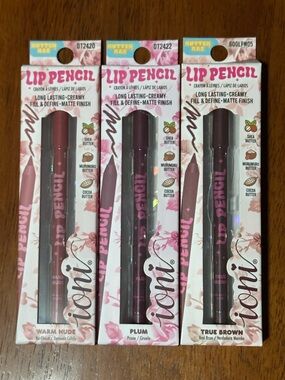 Ioni Lip Pencil Trio - Warm Nude, Plum, True Brown